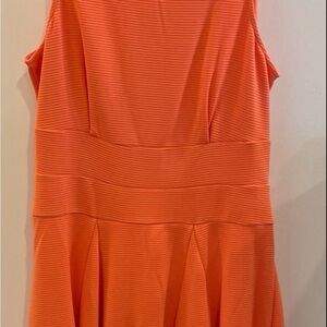Nicole by Nicole Miller Orange Sleeveless Pleated Midi Dress NWT